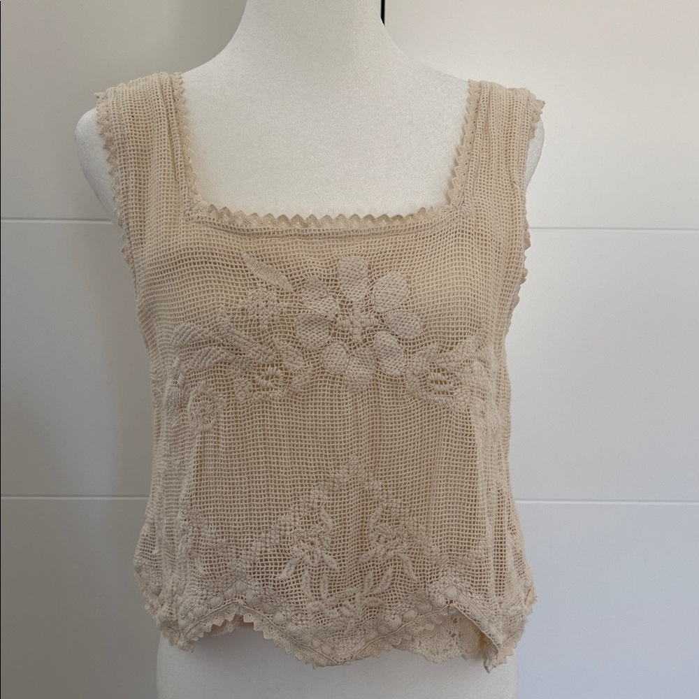 Zara Cream Crochet Tank Top